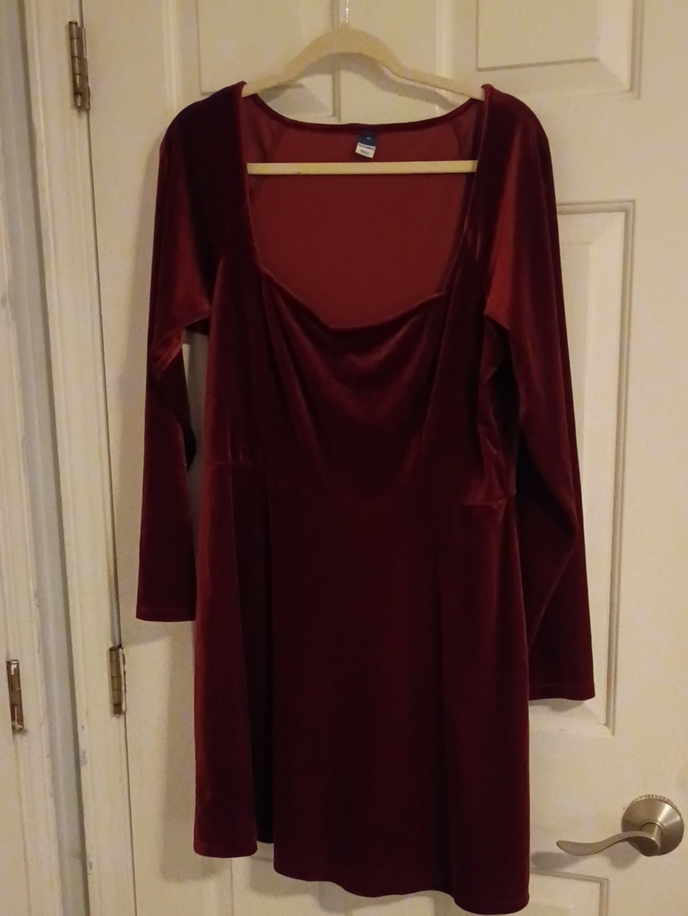 Old Navy Burgundy Velvet Long-Sleeve Fit And Flare Dress